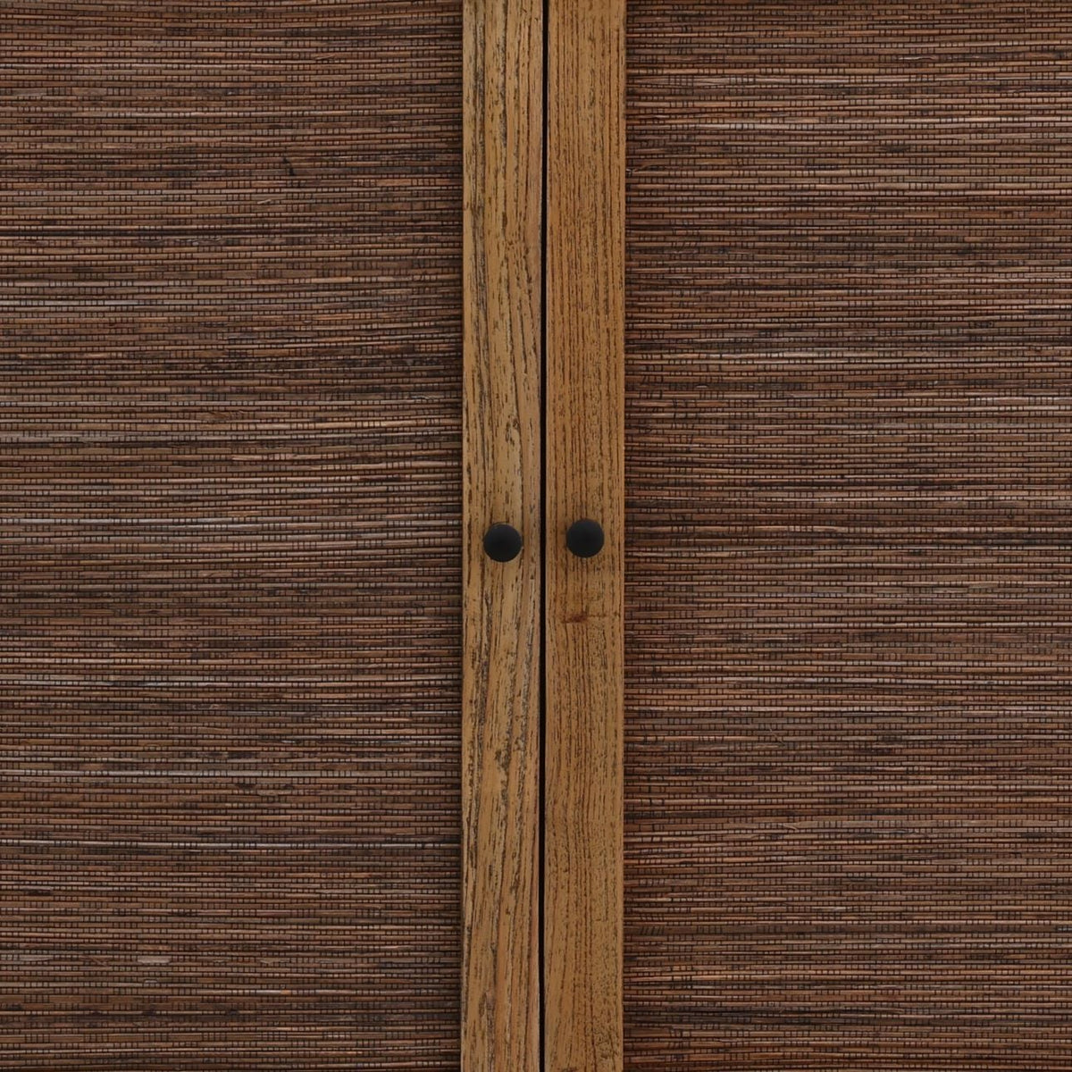 Refined Mindi Wood and Coconut Leaf Rattan Cabinet