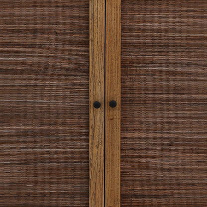 Brown Mindi Wood and Coconut Leaf Rattan Sideboard 41.5 in Wide