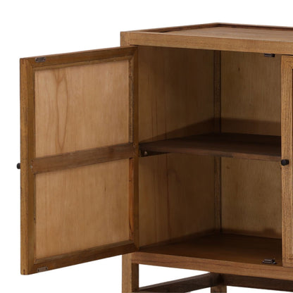 Brown Mindi Wood and Coconut Leaf Rattan Sideboard 41.5 in Wide