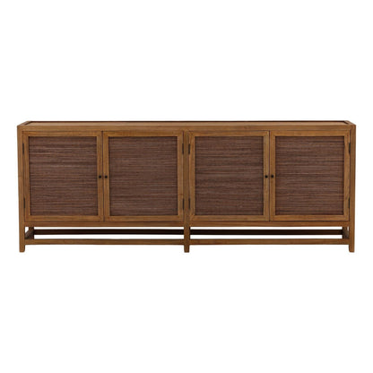 Brown Mindi Wood and Coconut Leaf Rattan Sideboard 41.5 in Wide