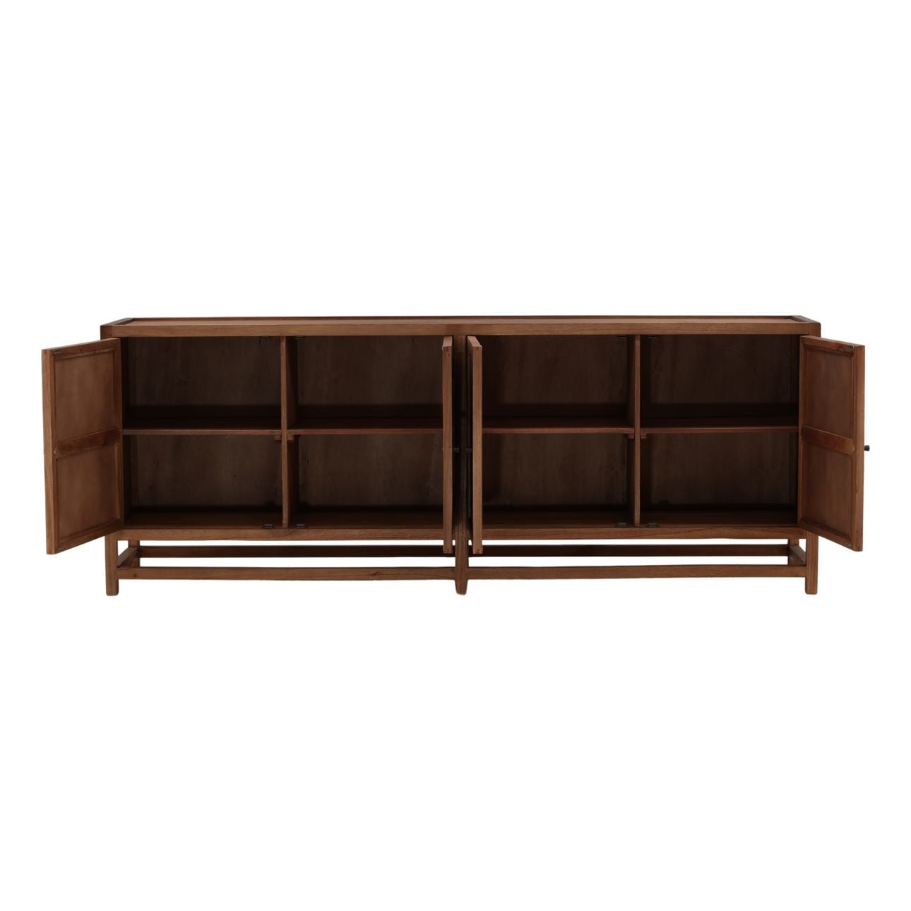 Brown Mindi Wood and Coconut Leaf Rattan Sideboard 41.5 in Wide