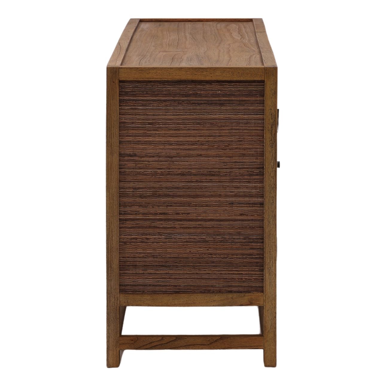 Brown Mindi Wood and Coconut Leaf Rattan Sideboard 41.5 in Wide
