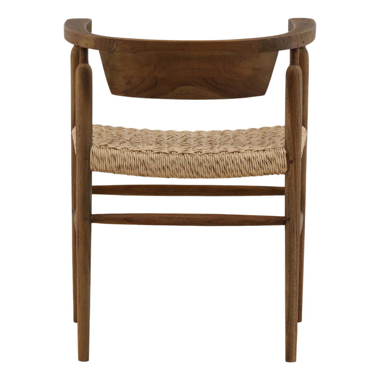 Brown and Natural Teak Wood and Rope Chair 22.5 in Wide