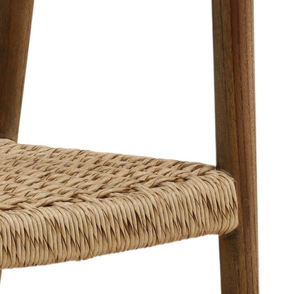 Brown and Natural Teak Wood and Rope Chair 22.5 in Wide