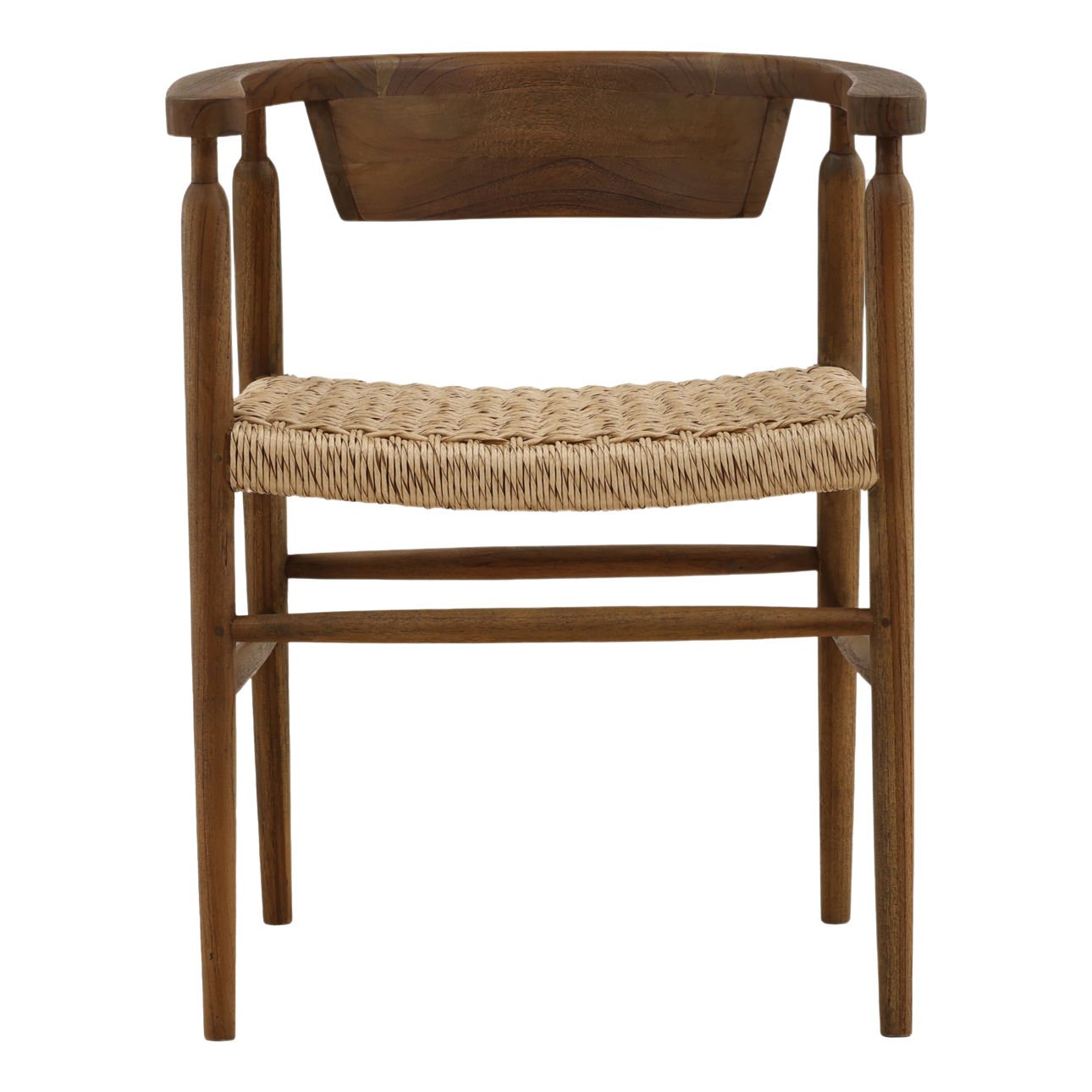 Brown and Natural Teak Wood and Rope Chair 22.5 in Wide