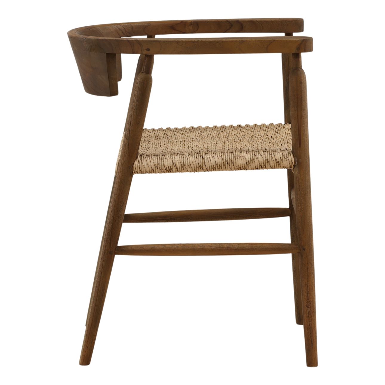 Brown and Natural Teak Wood and Rope Chair 22.5 in Wide