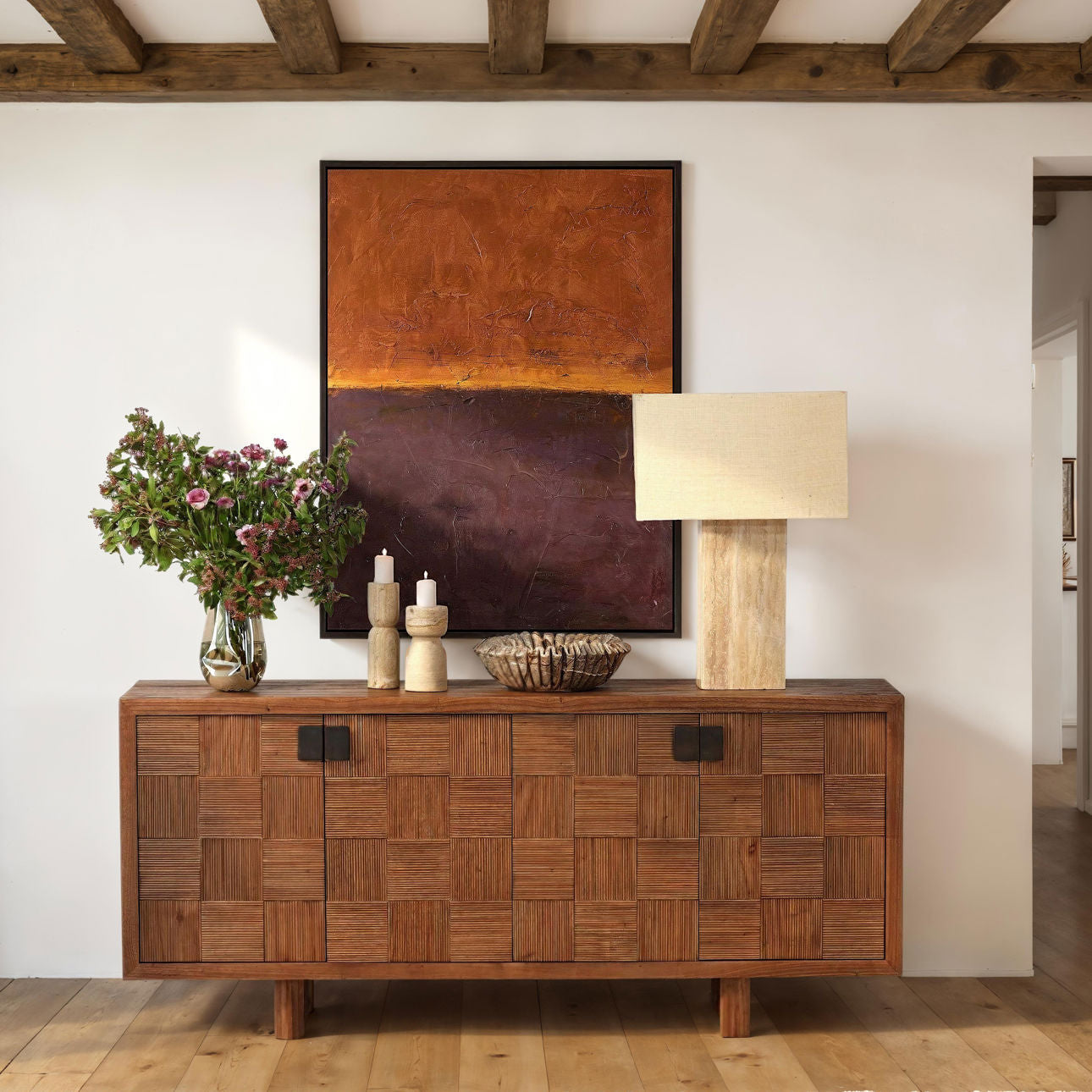 Brown Mindi Wood Sideboard 73 in Wide