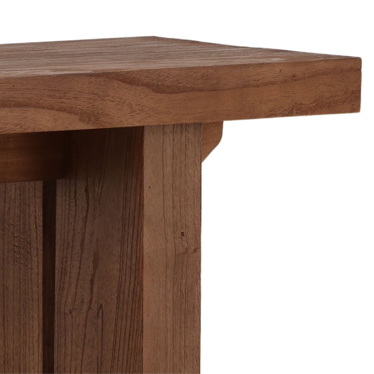 Rencroft console table leg and joinery detail in solid Mindi wood
