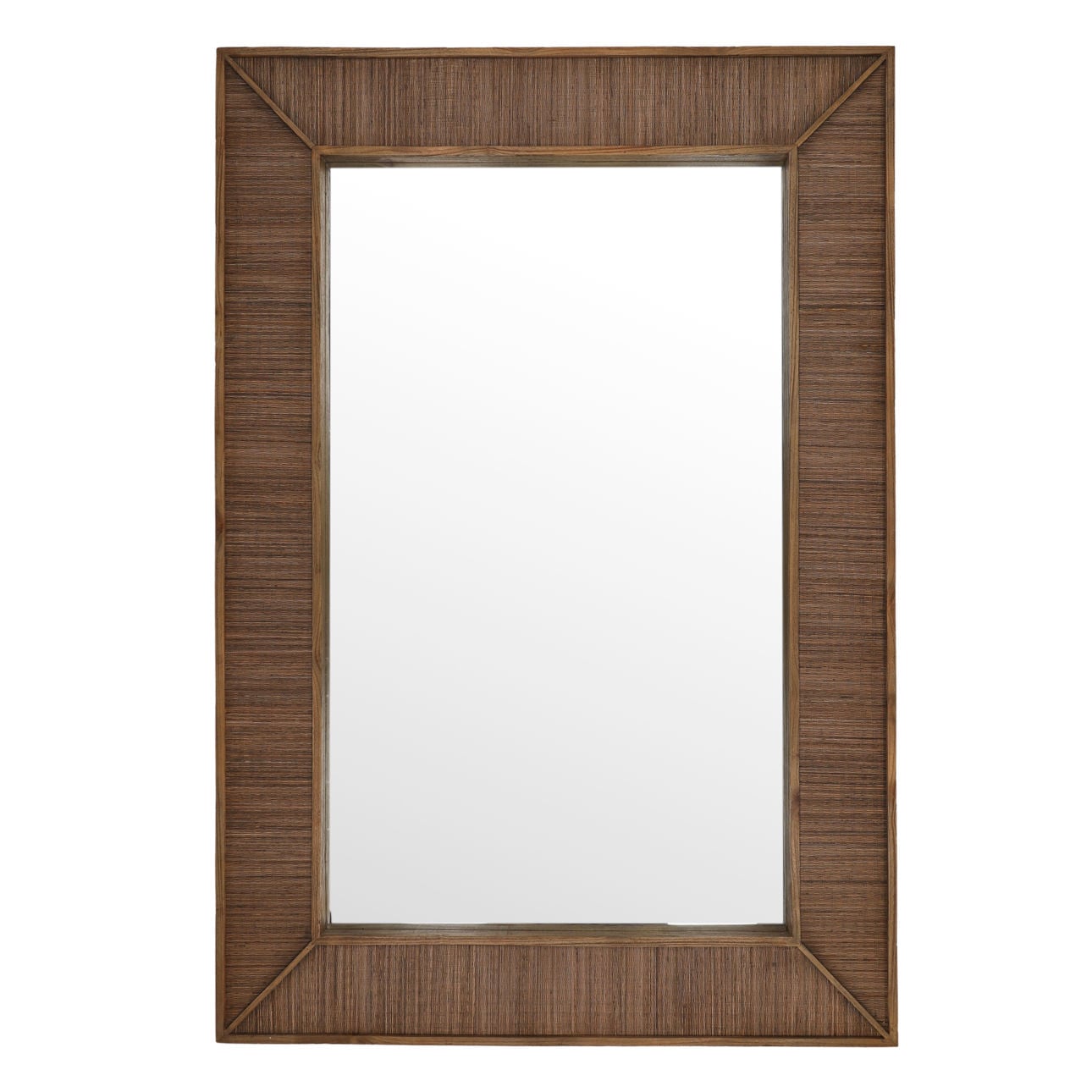 Brown Mindi Wood and Coconut Fibers Mirror 63.5 in Wide
