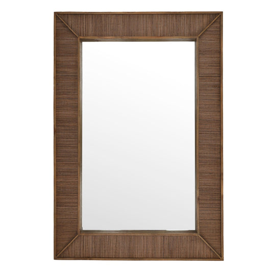 Brown Mindi Wood and Coconut Fibers Mirror 63.5 in Wide