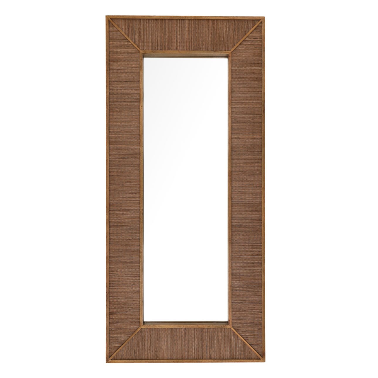 Brown Mindi Wood and Coconut Fibers Mirror 63.5 in Wide