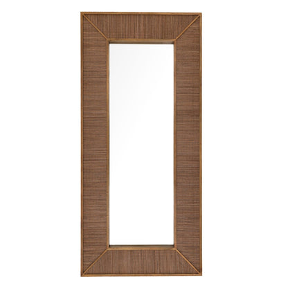 Brown Mindi Wood and Coconut Fibers Mirror 63.5 in Wide