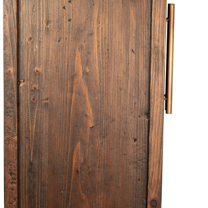 Dark Brown Stained and Sealed Finish Reclaimed Pine Wood and Glass Panel Doors Cabinet 43 in Wide