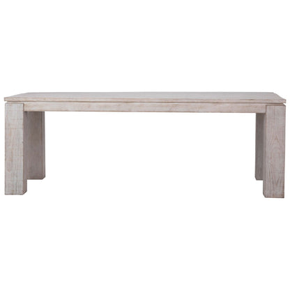 Whitewash Sealed Finish Reclaimed Pine Wood Table 86 in Wide