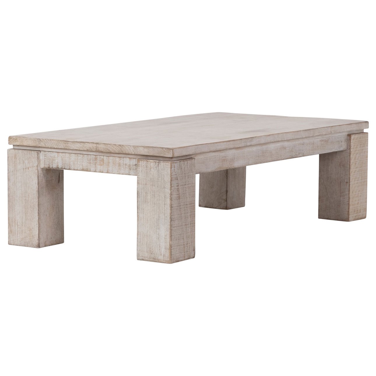 Light Warm Wash Sealed Finish Reclaimed Pine Wood Table 56 in Wide