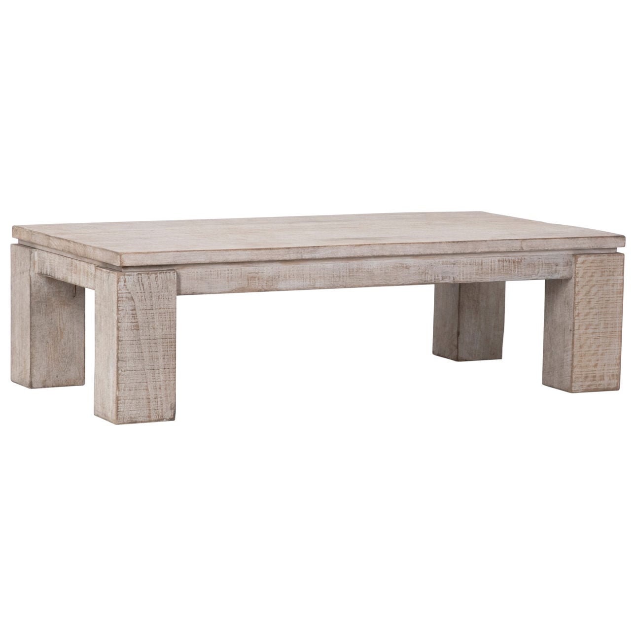 Light Warm Wash Sealed Finish Reclaimed Pine Wood Table 56 in Wide