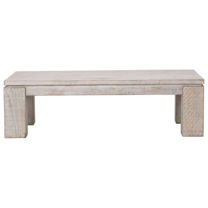 Light Warm Wash Sealed Finish Reclaimed Pine Wood Table 56 in Wide