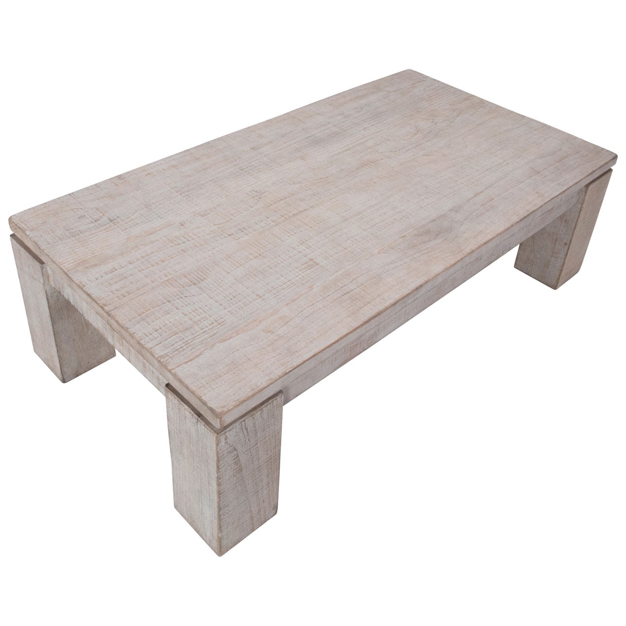 Light Warm Wash Sealed Finish Reclaimed Pine Wood Table 56 in Wide