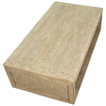 Natural Warm Wash Sealed Finish Reclaimed Pine Wood Table 52 in Wide