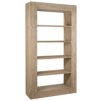 Light Warm Wash Sealed Finish Reclaimed Pine Wood Bookcase 48 in Wide