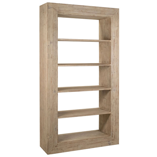 Light Warm Wash Sealed Finish Reclaimed Pine Wood Bookcase 48 in Wide