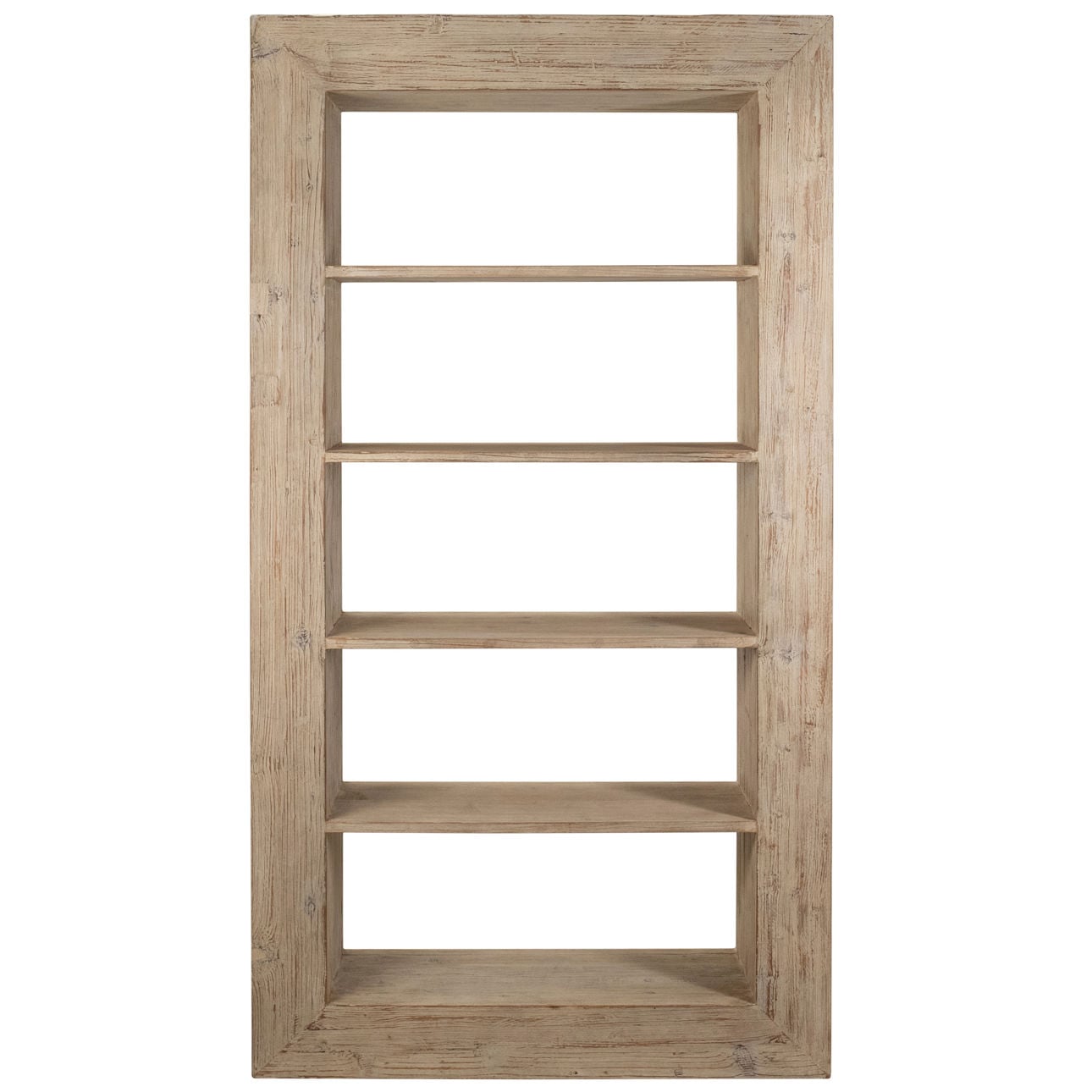 Light Warm Wash Sealed Finish Reclaimed Pine Wood Bookcase 48 in Wide