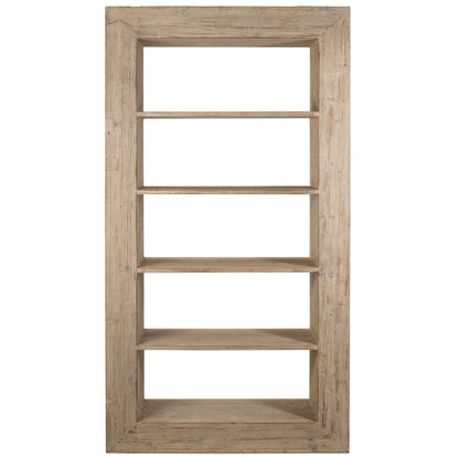 Light Warm Wash Sealed Finish Reclaimed Pine Wood Bookcase 48 in Wide