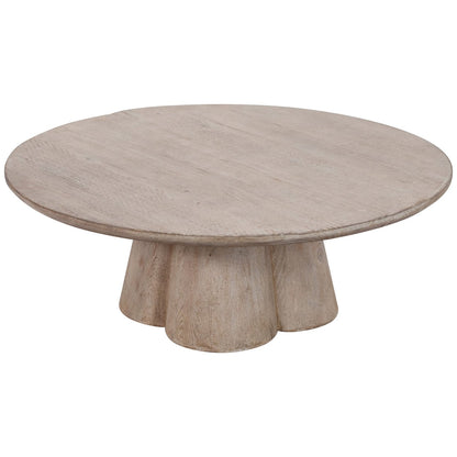 Light Warm Wash Finish Reclaimed Pine Wood Table 42 in Wide