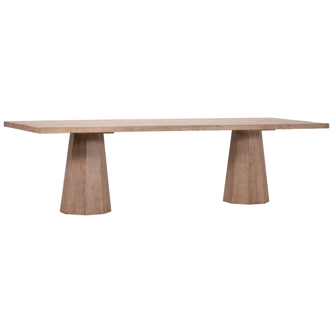 Light Warm Wash Finish Reclaimed Pine Wood Table 96 in Wide