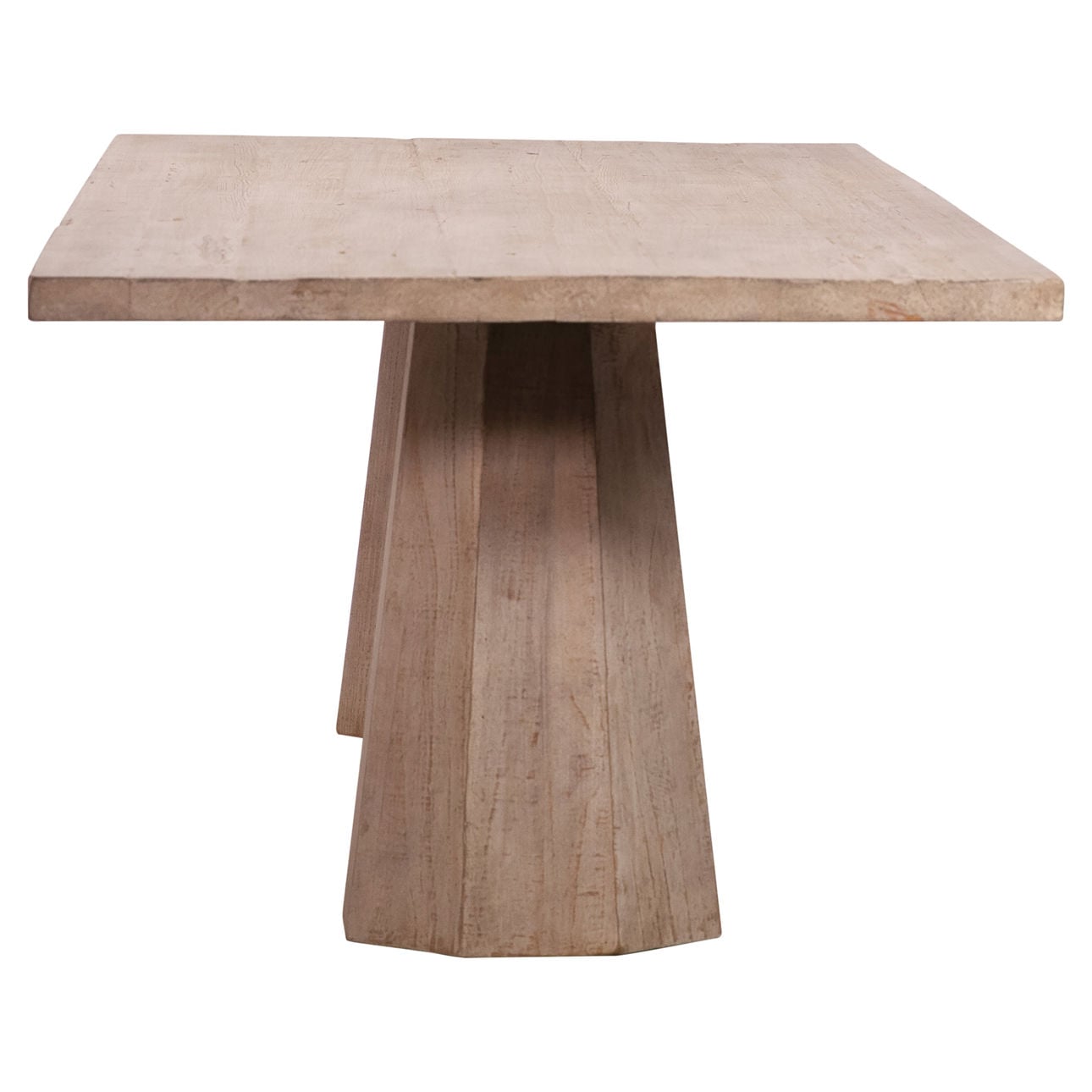 Light Warm Wash Finish Reclaimed Pine Wood Table 96 in Wide