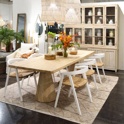 Light Warm Wash Sealed Finish Reclaimed Pine Wood Table 108 in Wide
