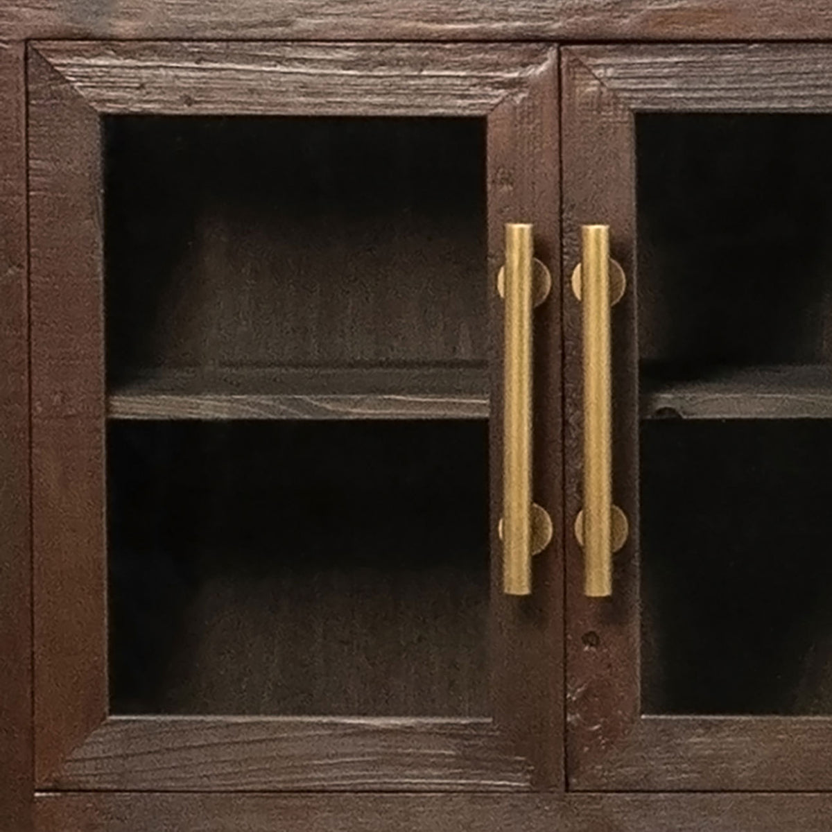 Artisan Reclaimed Pine Wood with Glass Cabinet