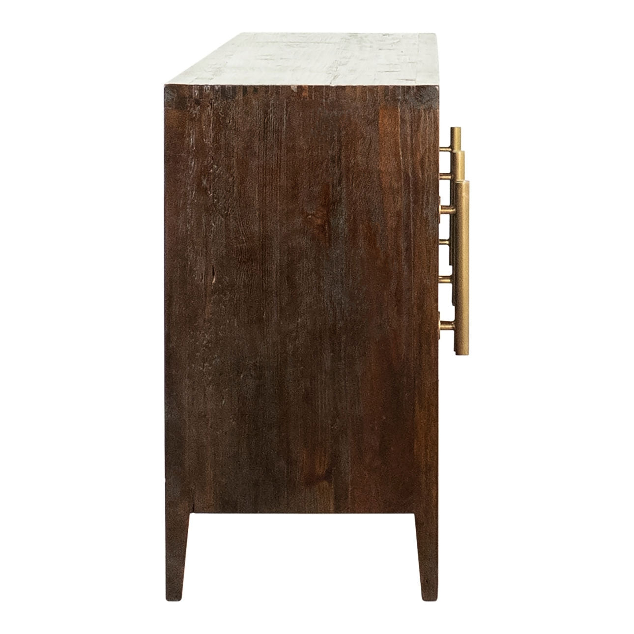 Dark Brown Sealed Finish Reclaimed Pine Wood with Glass Sideboard 108 in Wide