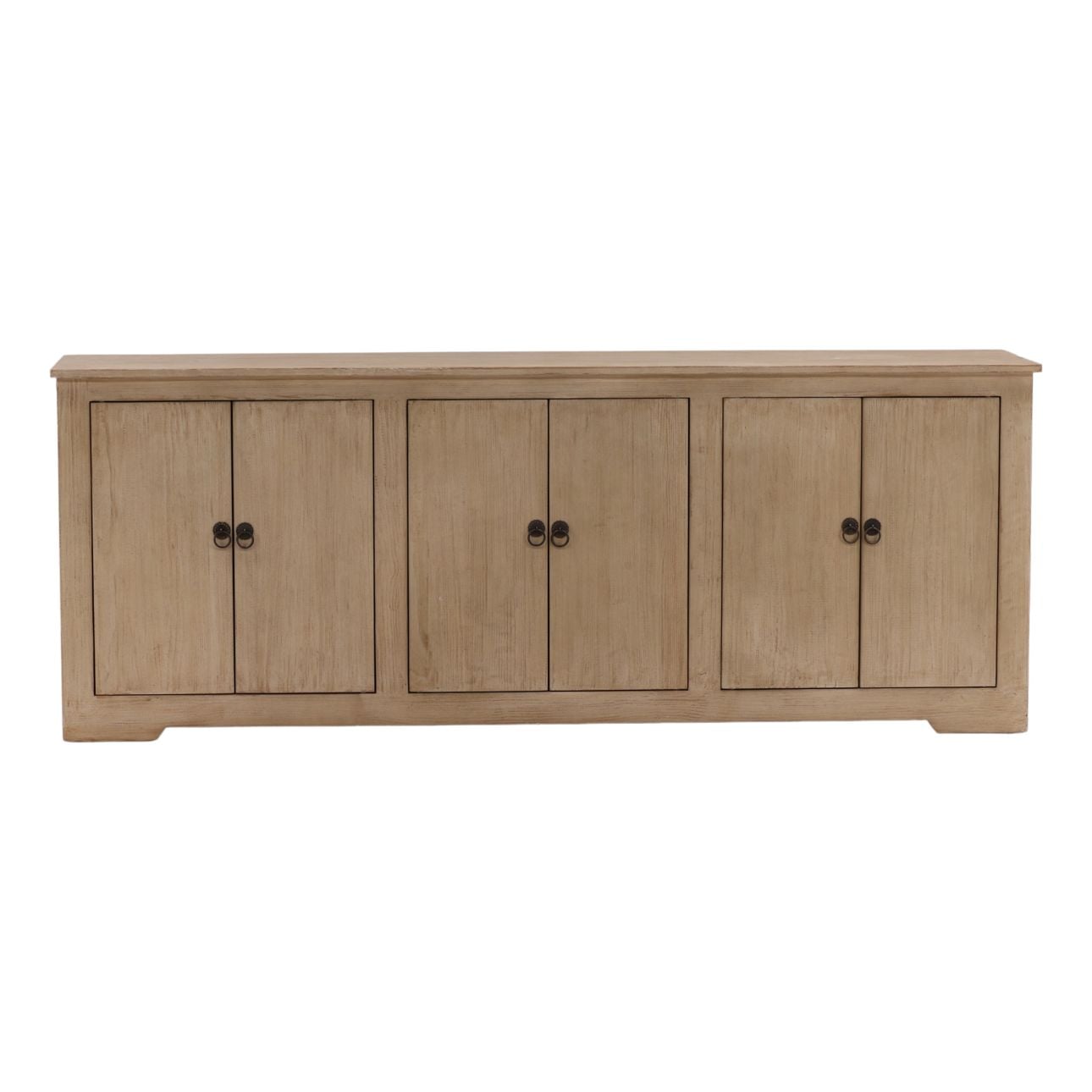 Light Warm Wash Sealed Finish Reclaimed Pine Wood Sideboard 109.5 in Wide