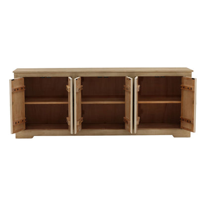 Light Warm Wash Sealed Finish Reclaimed Pine Wood Sideboard 109.5 in Wide