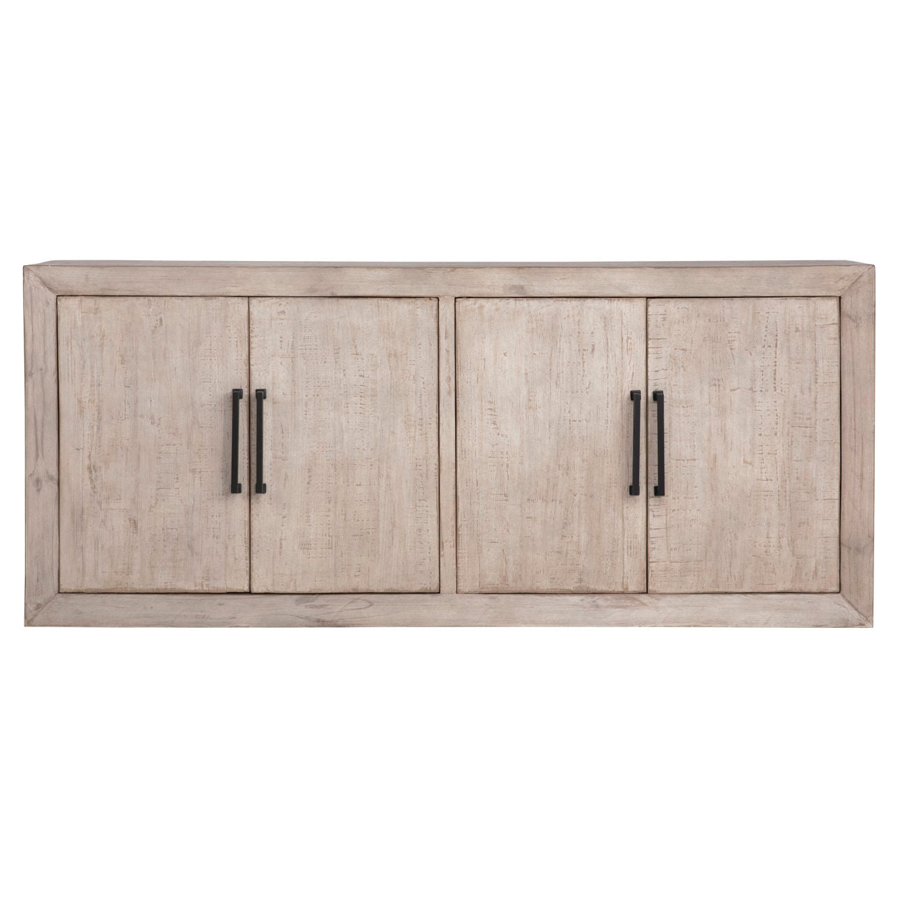 Light Grey Wash Reclaimed Pine Wood Sideboard 84 in Wide