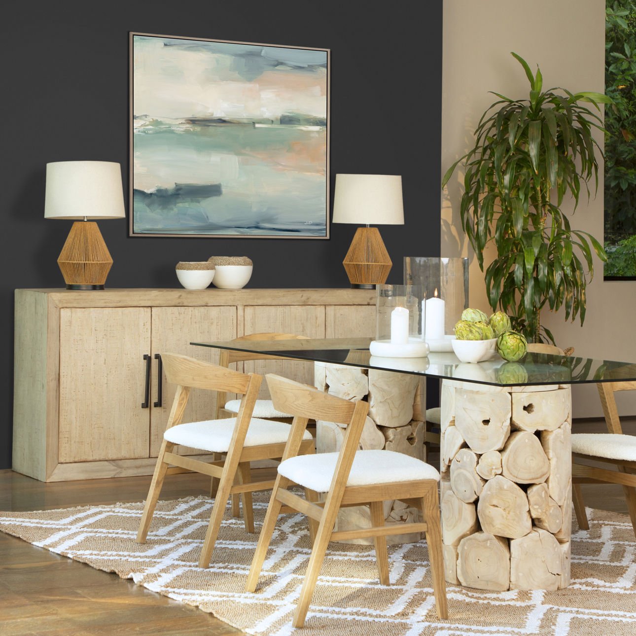 Light Grey Wash Reclaimed Pine Wood Sideboard 84 in Wide