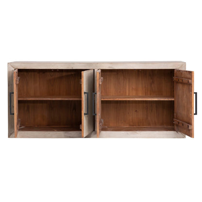 Light Grey Wash Reclaimed Pine Wood Sideboard 84 in Wide