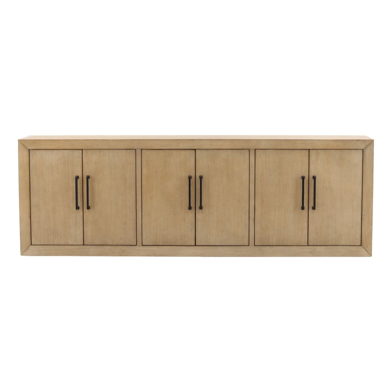 Light Grey Wash Reclaimed Pine Wood Sideboard 84 in Wide