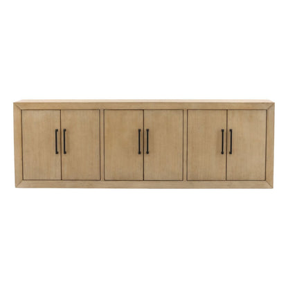 Light Grey Wash Reclaimed Pine Wood Sideboard 84 in Wide