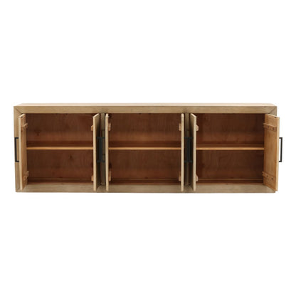 Light Grey Wash Reclaimed Pine Wood Sideboard 84 in Wide