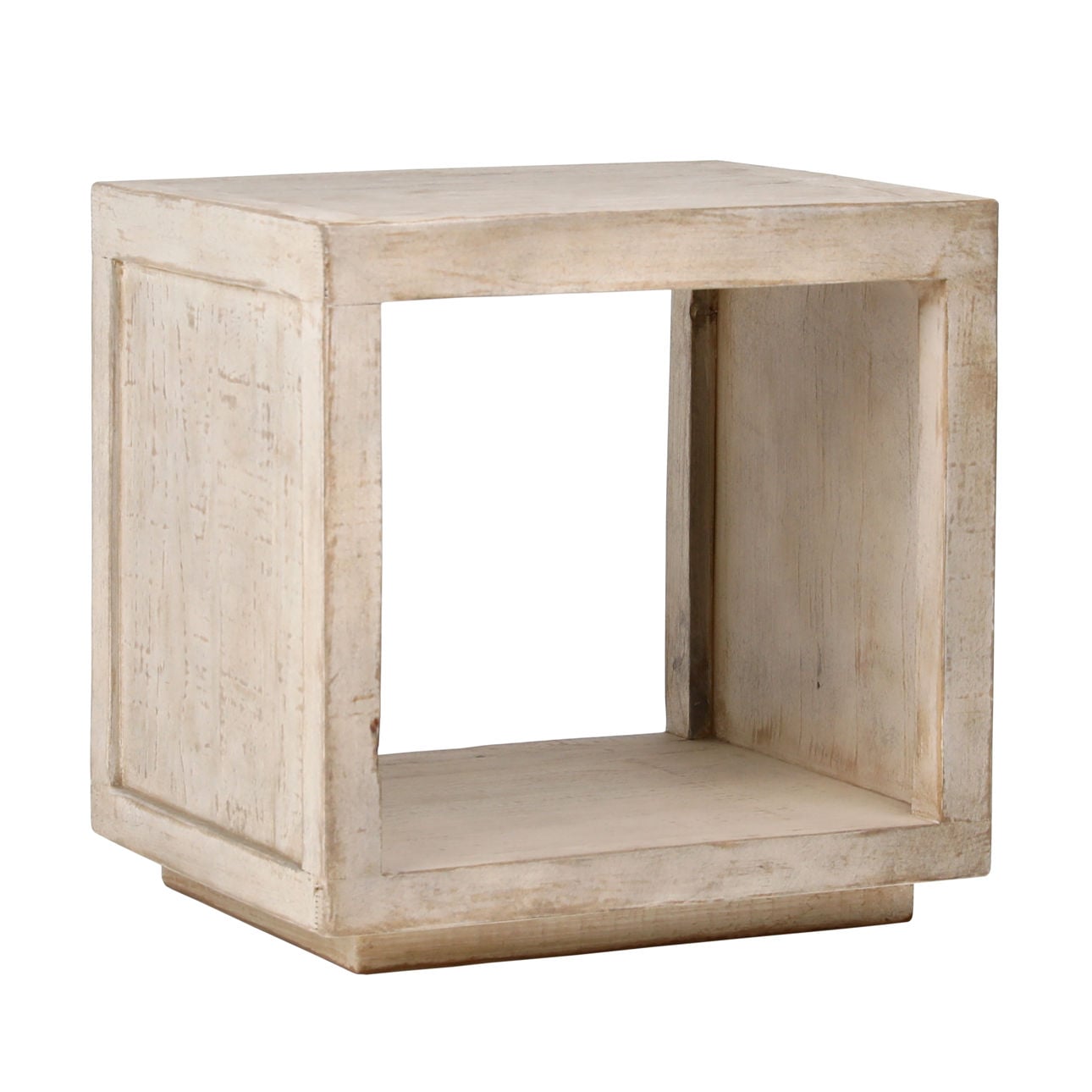 Light Warm Wash Finish Reclaimed Pine Wood Table 22 in Wide