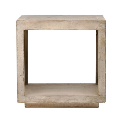 Light Warm Wash Finish Reclaimed Pine Wood Table 22 in Wide