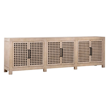 Light Warm Wash Sealed Finish Reclaimed Pine Wood Sideboard 109 in Wide