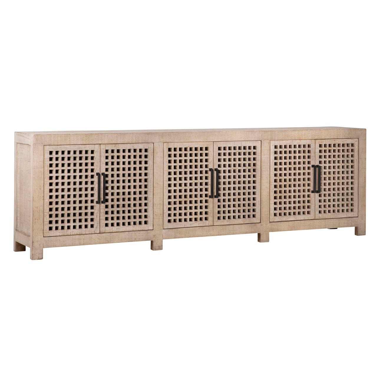 Light Warm Wash Sealed Finish Reclaimed Pine Wood Sideboard 109 in Wide
