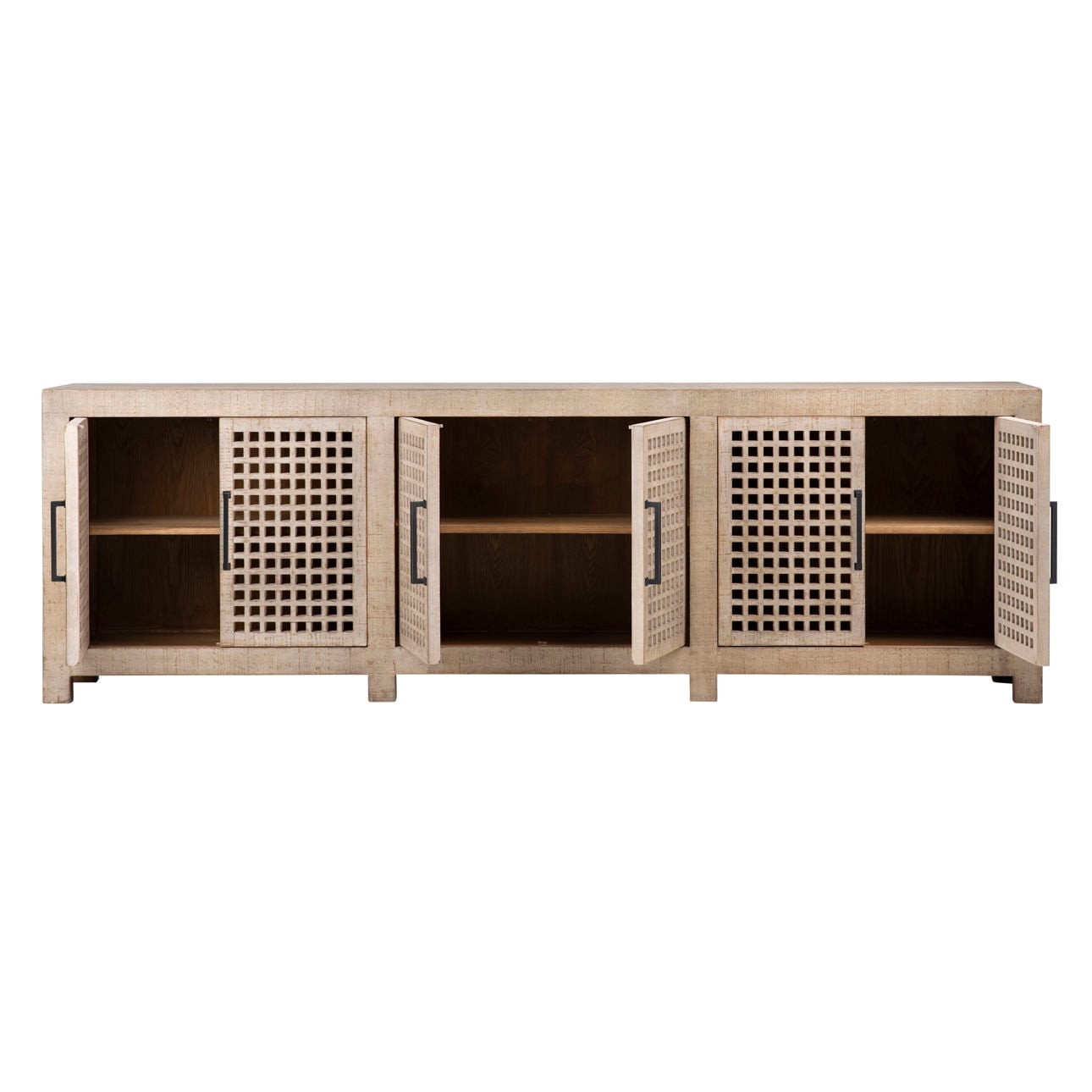 Light Warm Wash Sealed Finish Reclaimed Pine Wood Sideboard 109 in Wide