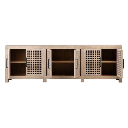 Light Warm Wash Sealed Finish Reclaimed Pine Wood Sideboard 109 in Wide