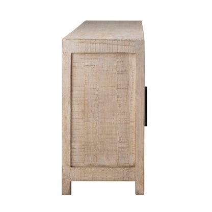 Light Warm Wash Sealed Finish Reclaimed Pine Wood Sideboard 109 in Wide