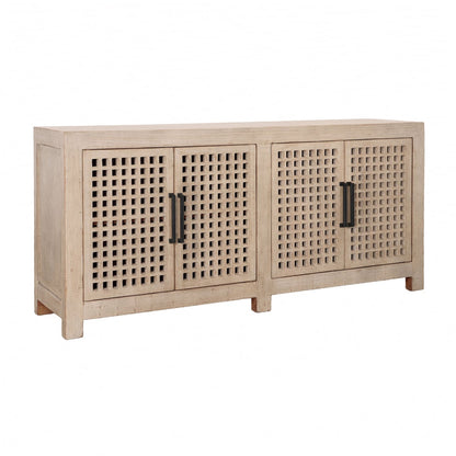 Light Warm Wash Sealed Finish Reclaimed Pine Wood Sideboard 109 in Wide