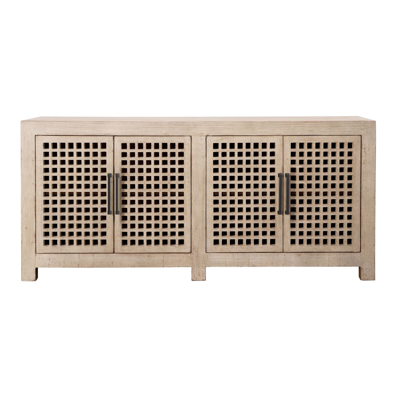 Light Warm Wash Sealed Finish Reclaimed Pine Wood Sideboard 109 in Wide